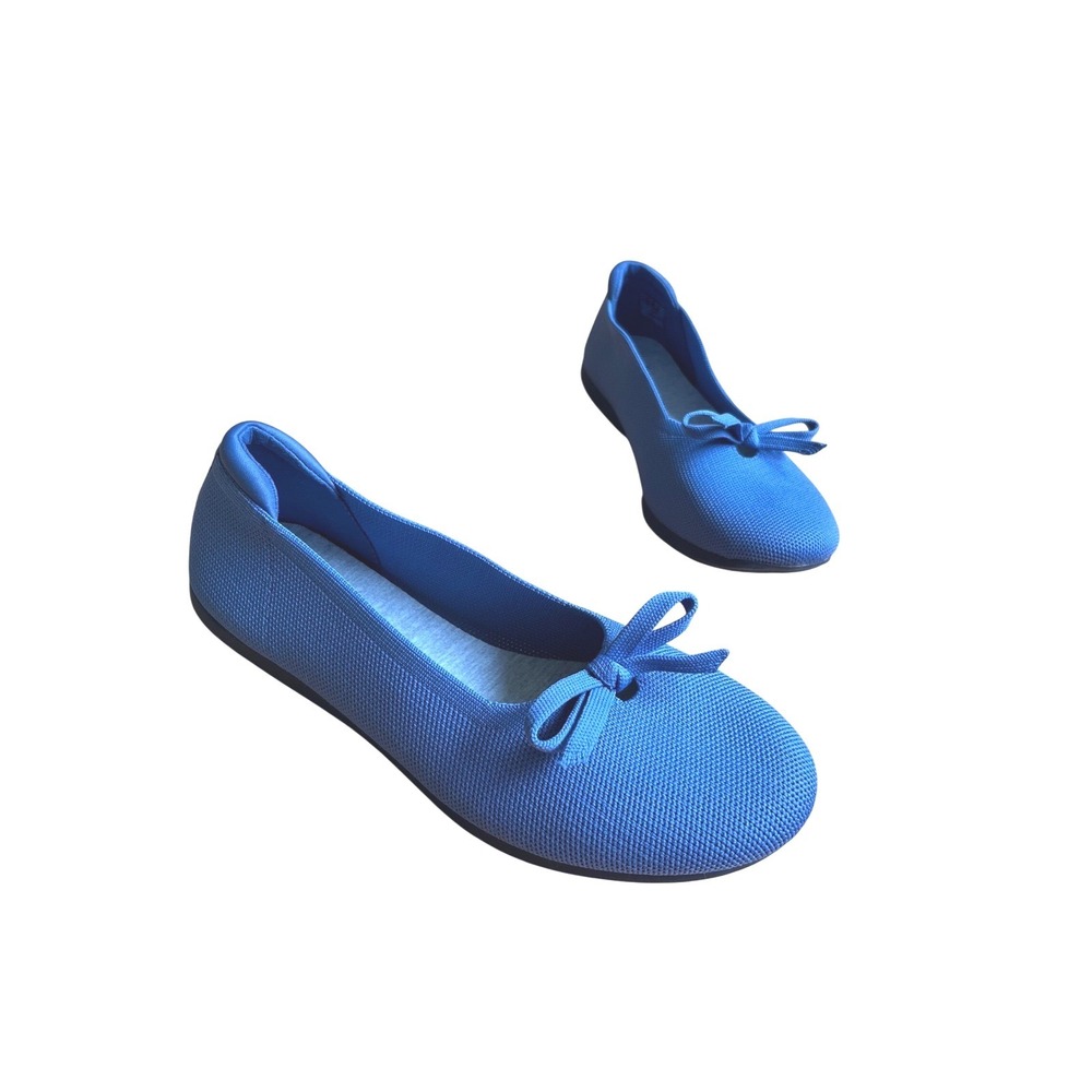 Clarks Cloudsteppers Blue Knit Bow Ballet‎ Flats Womens 9 W Balletcore Travel